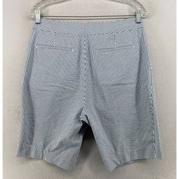 CHAPS Shorts Womens 12 Seersucker Striped Chino 11" Walking Cotton Blue White - Picture 3 of 11